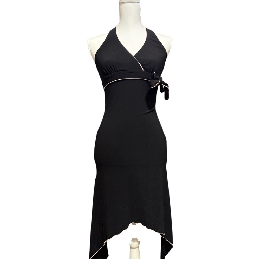 Vintage Black and pink Asymmetrical Halter Cocktail Dress